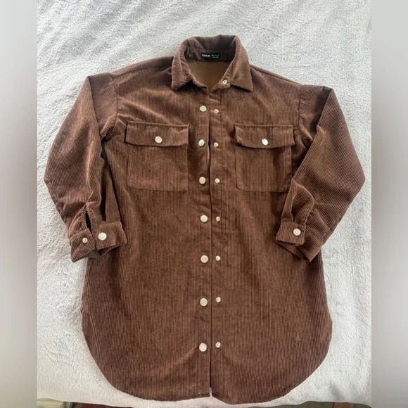 Brown Corduroy Button-Front Shirt Size S M - Picture 2 of 2